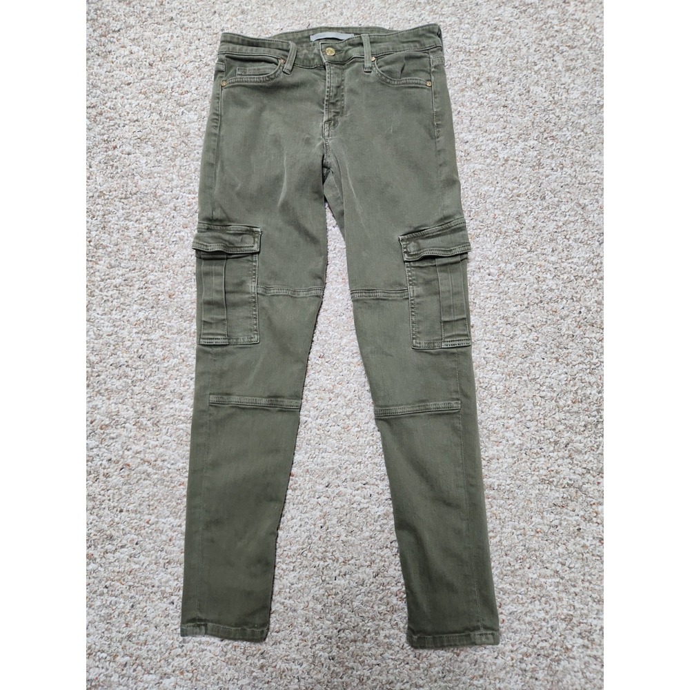 Vince Women's 30 Green‎ Military Skinny Cargo Jeans Ankle Zip 28x29
